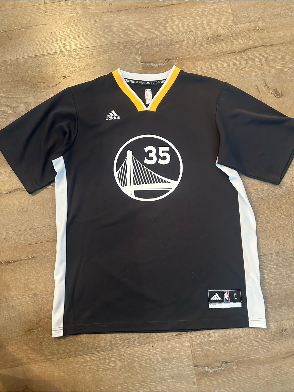 adidas L Oakland warriors NBA men’s Jersey 35 Kevin Durant dark grey new shirt